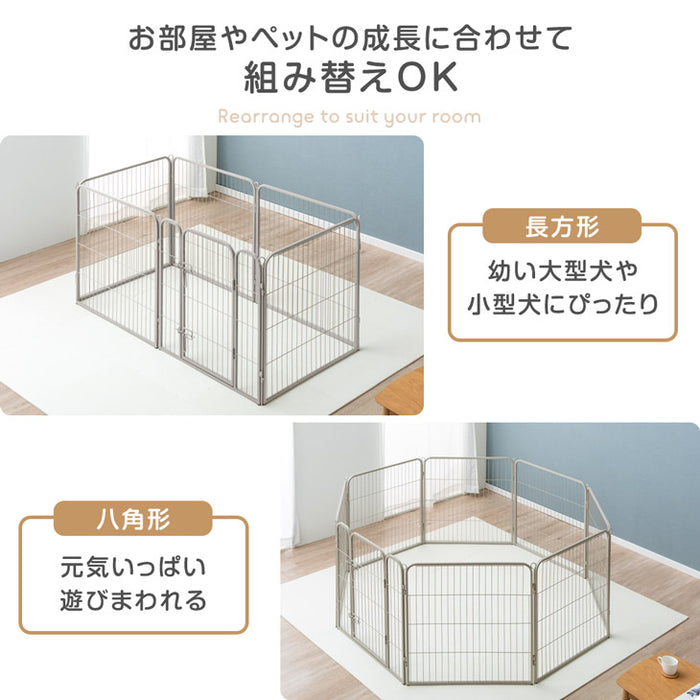 ［1ドア・高さ80cm］バリアフリー ペットサークル ハイタイプ サークル ペットケージ 正方形〔83900001〕