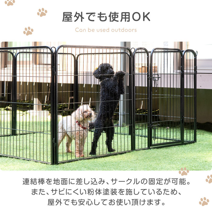 ［1ドア・高さ80cm］バリアフリー ペットサークル ハイタイプ サークル ペットケージ 正方形〔83900001〕
