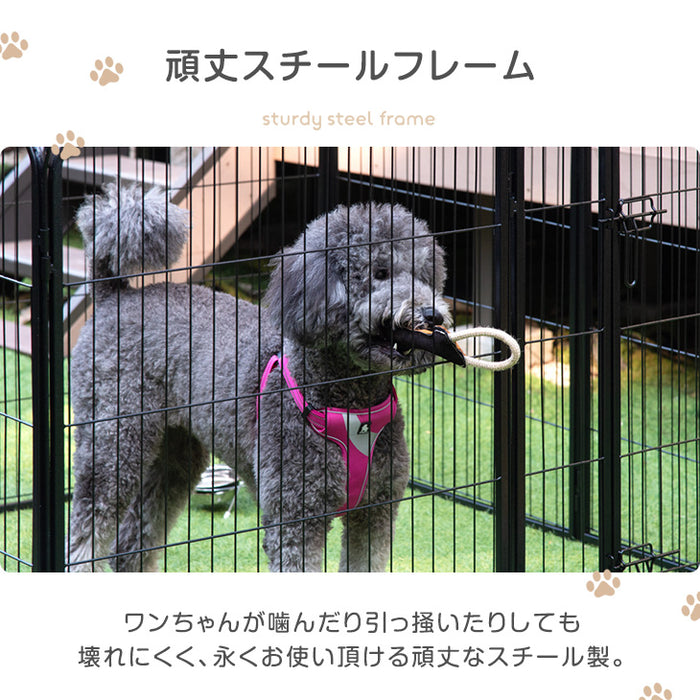 【アウトレット 旧仕様品】［1ドア・高さ100cm］バリアフリー ペットサークル ハイタイプ スチール ライトグレー〔8390000202・out3006〕