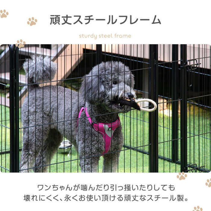 【アウトレット 旧仕様品】［2ドア・高さ100cm］バリアフリー ペットサークル ハイタイプ スチール 高さ ライトグレー〔8390000603・out3007〕