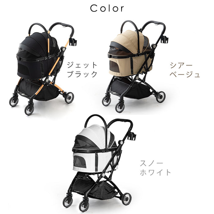 折り畳み わんタッチ 3wayペットカート 分離式 ドリンクホルダー フルオープン 自立可〔84000010〕