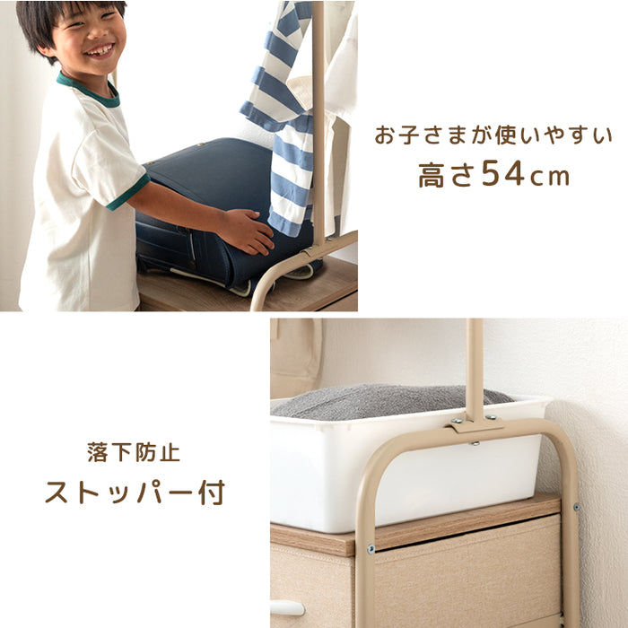 ［幅61］現役ママが考えた ランドセルラック 高さ調整 ハンガーラック付き 引き出し キャスター ランドセル収納 子供部屋〔84310023〕