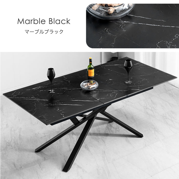 [幅150 180] セラミック 伸長式ダイニングテーブル 単品 折りたたみ 折り畳み 長方形【玄関渡し】【超大型商品】〔84400011〕