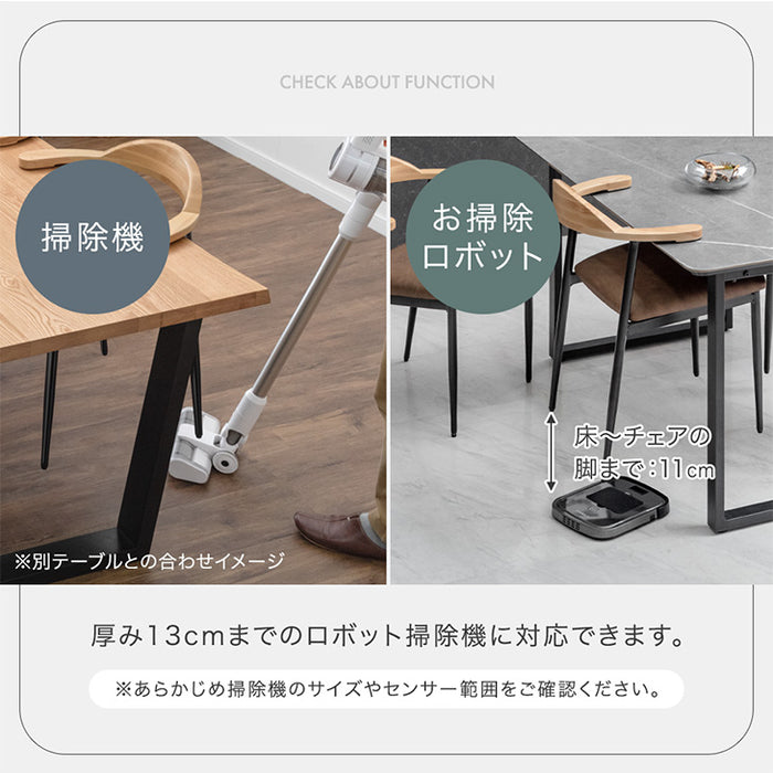 ［幅140］お掃除ロボット対応 ダイニングテーブルセット 5点セット セラミック 4人掛け 天然木 チェア 大理石調【玄関渡し】【超大型商品】〔84410010〕