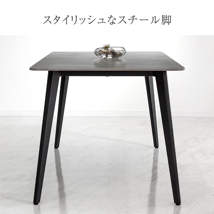 ［幅180］【玄関渡し】お掃除ロボット対応 ダイニングテーブルセット 7点セット セラミック 6人掛け 天然木 チェア 大理石調【超大型商品】〔84410012〕
