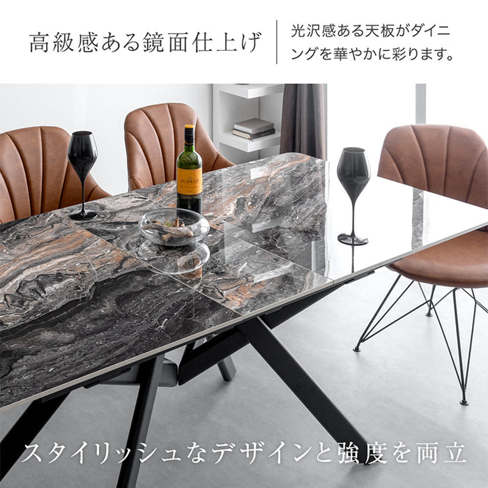 [幅150 180] セラミック 伸長式ダイニングテーブル 単品 折りたたみ 折り畳み 長方形【搬入設置込み】【超大型商品】〔99901134〕