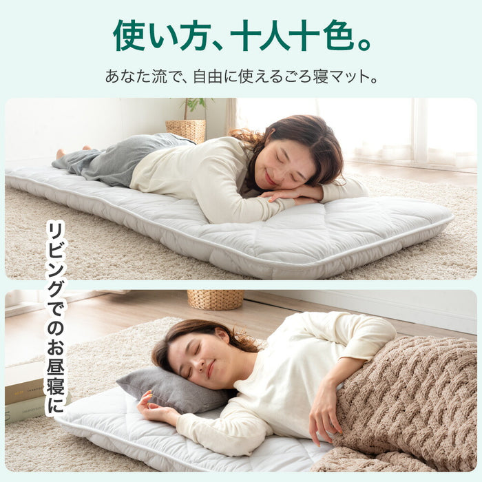 ［セミシングル］ごろ寝マット 厚み8cm 日本製 ウレタン入り 180×65 三層 敷布団 抗菌 防臭 防ダニ 布団 敷き布団 軽量 車中泊 お昼寝布団〔85500052〕