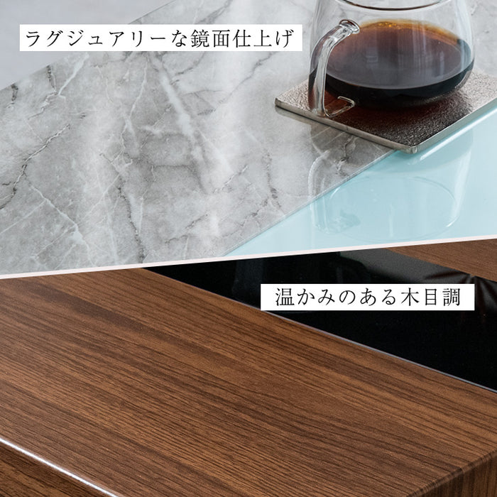 ［幅120］センターテーブル 大理石調 収納付き 引き出し ローテーブル 長方形 コンパクト〔85800001〕