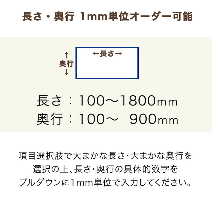 1mm単位のサイズオーダー 国産棚板 カラー棚板 フリーサイズ 日本製【前1面】【厚み20mm】〔88100051〕