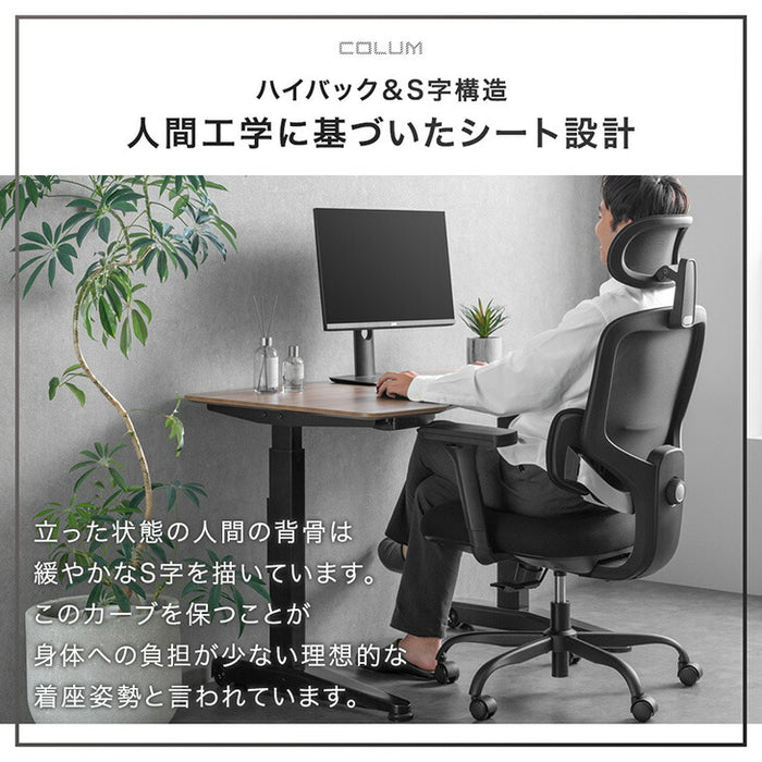 【新発売記念プライス】3Dランバー オフィスチェア 4Dアーム 肘付き ランバーサポート メッシュ アームレスト ヘッドレスト〔95200002〕