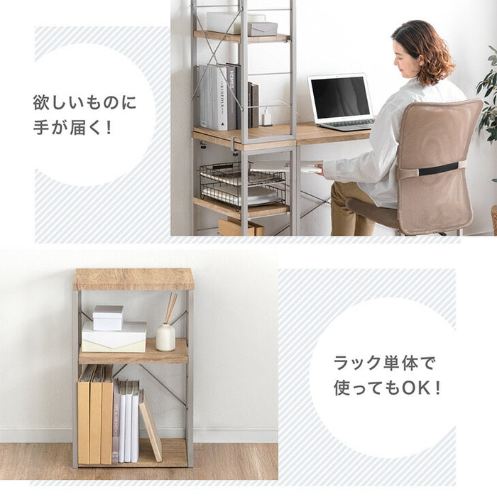 ［幅90］組み換えOK ラック付き デスク 3点セット コンセント付き L字 収納〔99900540〕