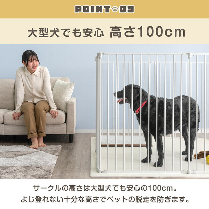 ［6枚セット・高さ100cm］大型犬対応 バリアフリー ペットケージ 高さ100cm 超ハイタイプ 長方形〔64900023〕