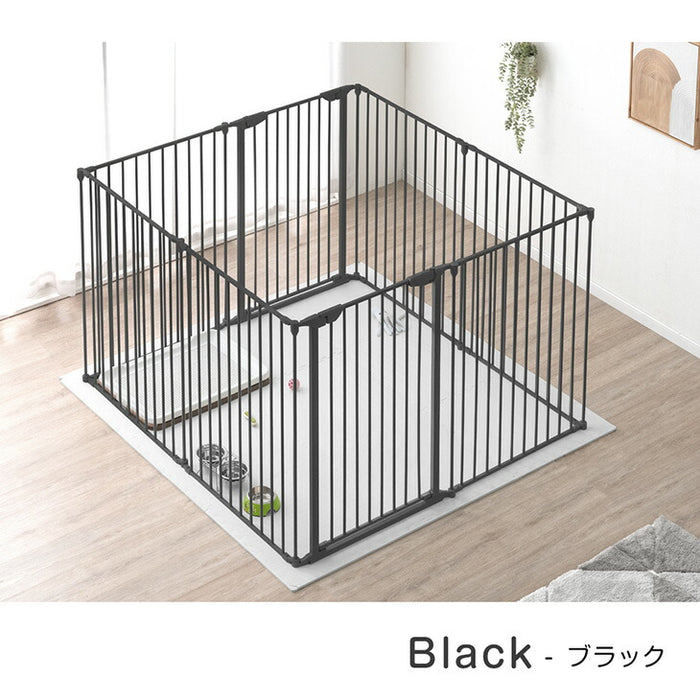［2ドア・8枚セット］大型犬対応 バリアフリー ペットサークル 高さ 100cm 超ハイタイプ 折りたたみ 拡張〔99900584〕