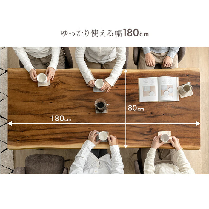 ［幅180］天然木 ダイニングテーブルセット 7点 耳付き天板 ヴィンテージモダン【玄関渡し】【超大型商品】〔99931413〕