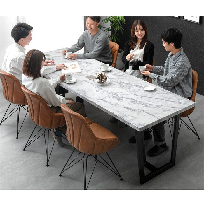 ［幅240cm］ダイニングテーブル 単品 8人掛け ストーン調 大理石調 長方形 おしゃれ【玄関渡し】【超大型商品】〔72600068〕