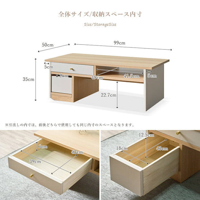 ［幅100］ローテーブル 完成品 収納付き キャスター付 センターテーブル 北欧〔71050028〕