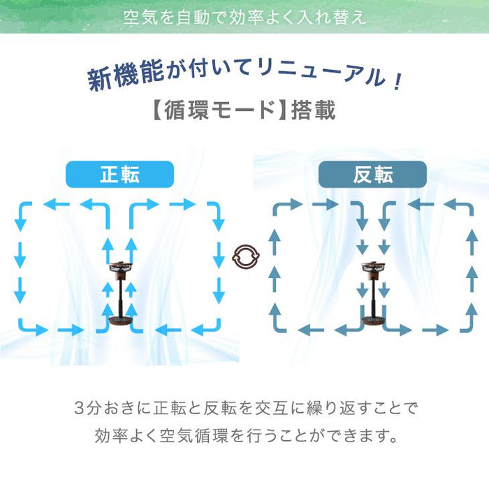 1台2役 DC サーキュレーター ブラック 扇風機 逆回転モード 自動首振り 静音 省エネ 4枚羽根 リモコン操作 DCモーター〔3840000340〕