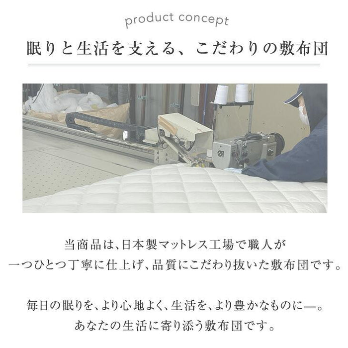 ［クイーン］敷布団 スタンダードタイプ 厚み8cm ウレタン入り 日本製 三層敷布団 抗菌 防臭 防ダニ 軽量〔85500045〕
