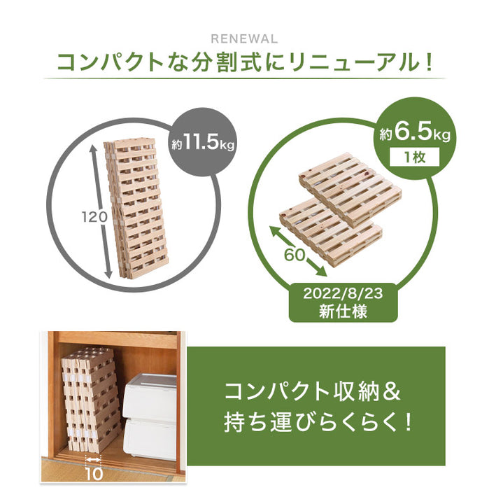 [セミダブル] 国産ひのき使用 四つ折り すのこマット 折りたたみ 通気性 除湿 木製 すのこ 檜〔17610026〕