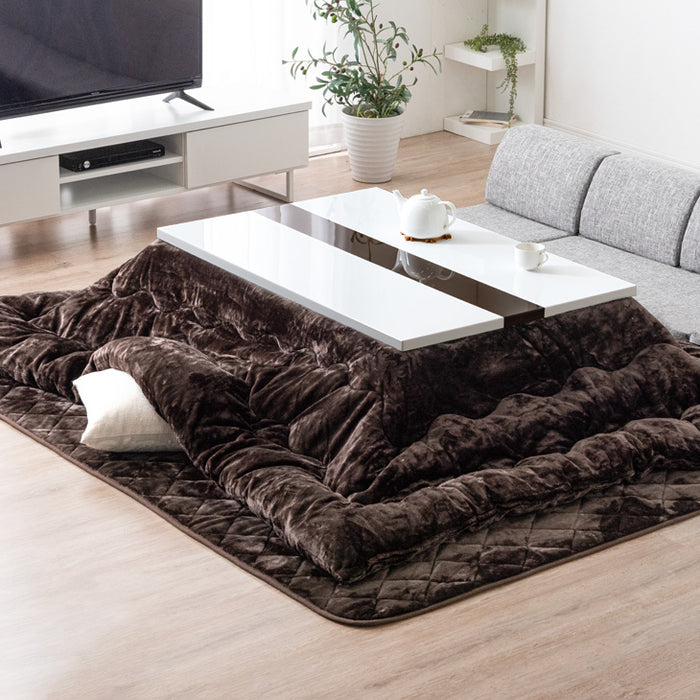 ［3点セット］速暖2秒! ハイグロス こたつ ＋ とろりん掛敷 105×75cm 600Wハロゲンヒーター 手元コントローラー 長方形 こたつ 掛布団 敷布団〔09140736〕
