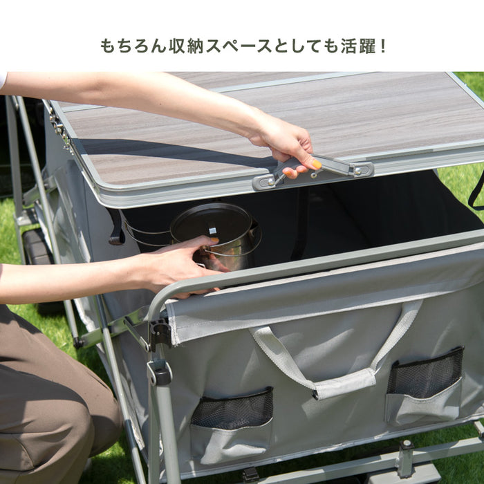 置くだけでワゴンがテーブルに！ 当店200Lキャリーワゴン専用 テーブルトップ & チェア 2脚セット 【商品番号：45600002専用】〔75200041〕