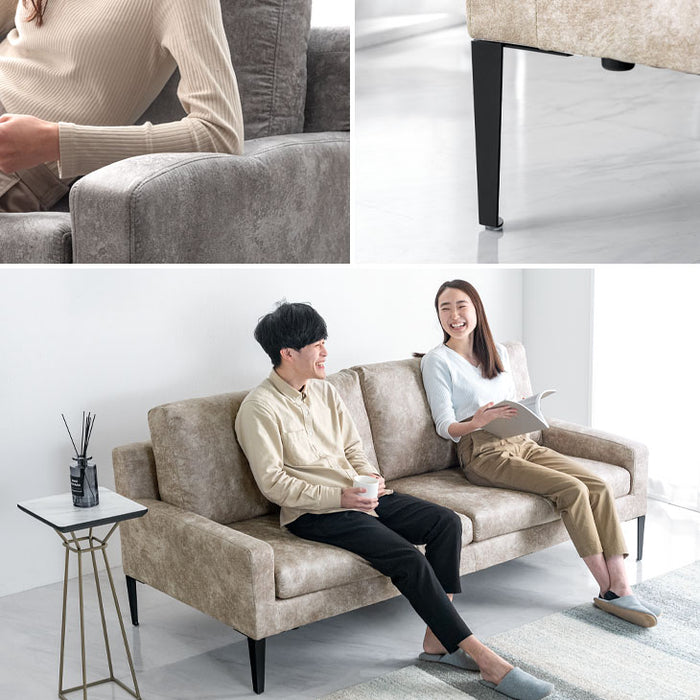 3人掛け 幅198cm ソファ ヌバック調 鉄脚【超大型商品】〔33010140〕