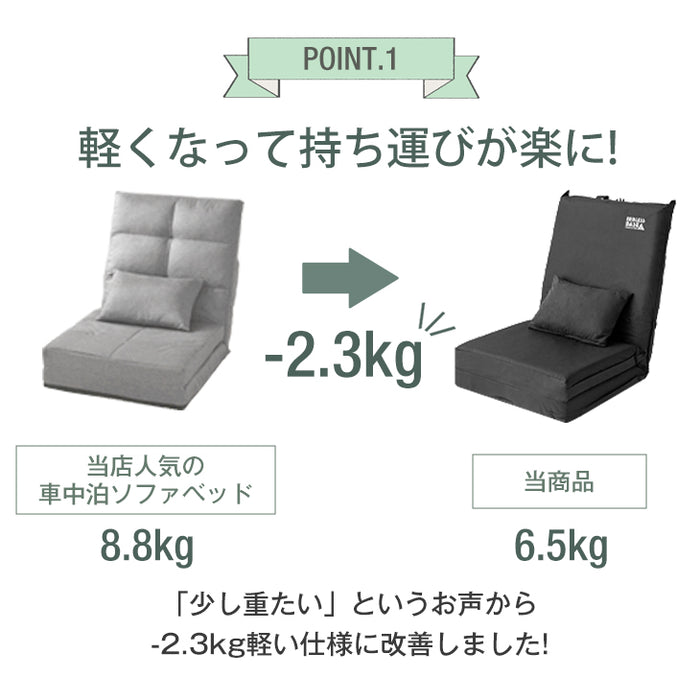 ［2個セット］3way 車中泊マット 幅60cm 枕 付 8cm キャンプマット 撥水 キャンプ マット ソファベッド 座椅子〔15210100〕