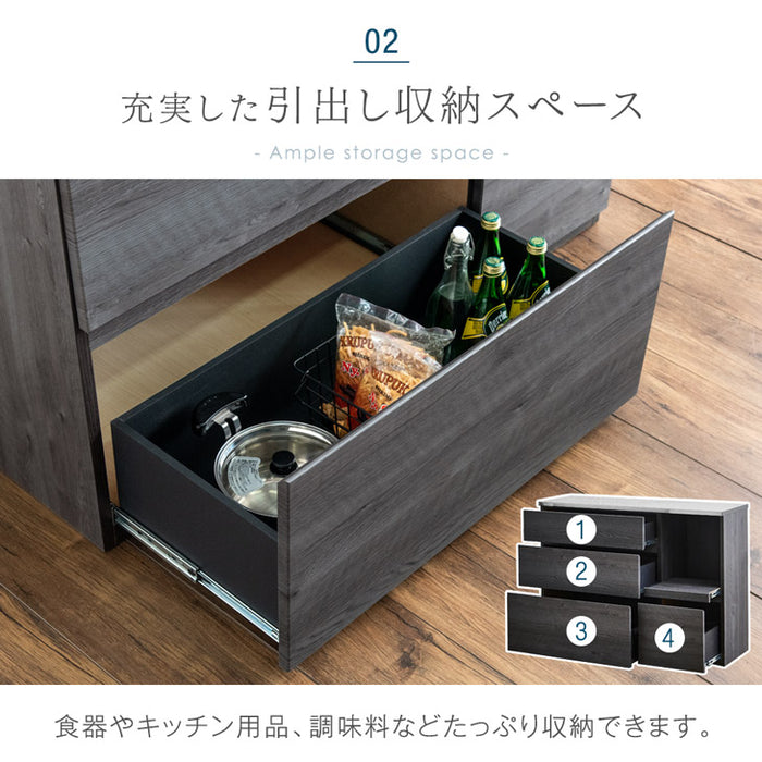 [幅120] 日本製 キッチンカウンター ステンレス天板 完成品 食器棚 ステンレス キッチンボード レンジ台【搬入設置込み】【超大型商品】〔99901217〕
