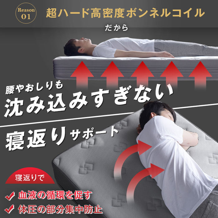 ［セミダブル］男のボンネルコイル マットレス 厚み20cm メッシュ 硬め〔17800207〕