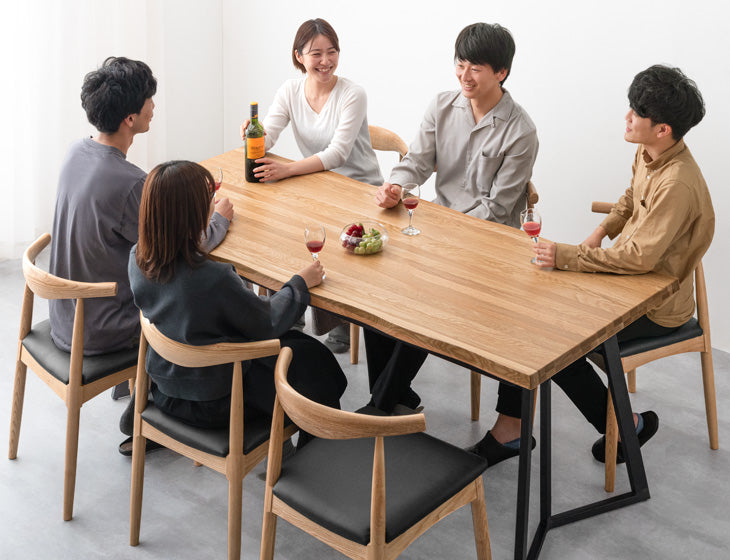 ［幅200］ナチュラルモダン 天然木 ダイニングセット 7点セット 6人掛け 長方形 収納スペース付 ダイニングチェアセット【テーブル搬入設置込】【超大型商品】〔49600830〕