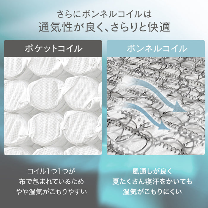 ［セミシングル］高脚25cm 脚付きマットレス ボンネルコイル 洗えるカバー付 ベッド下収納 エコテックス 天然木脚 圧縮梱包〔17800108〕
