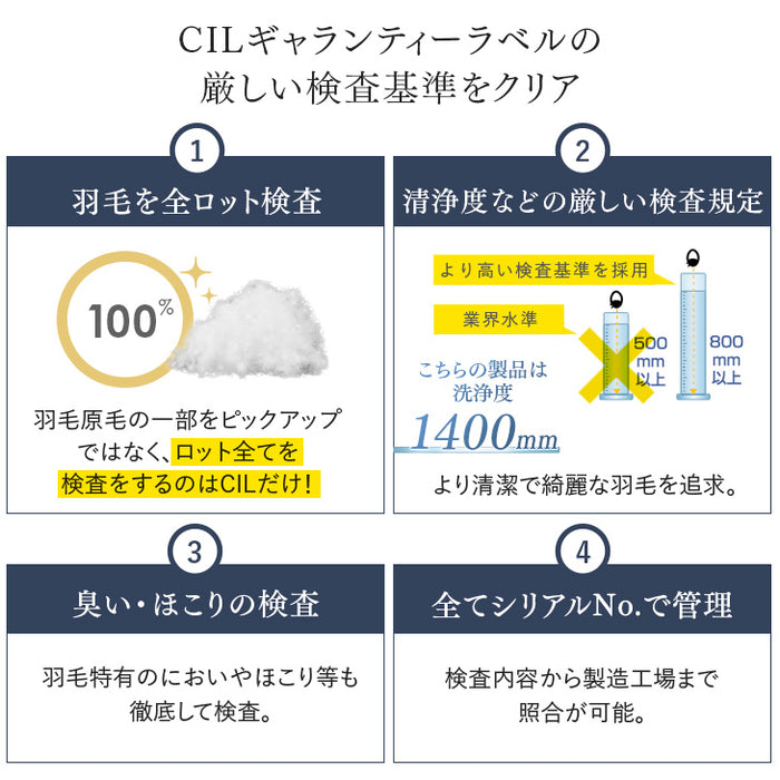 [キング] 大増量2.3kg 羽毛布団 ホワイトグースダウン93％ CILゴールドラベル 二層キルト 400dp以上 かさ高165mm以上 7年保証 日本製 〔10119082〕