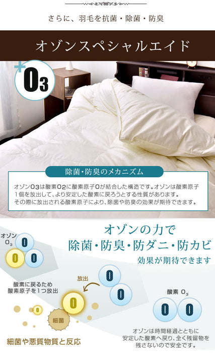 [セミダブル] 羽毛布団 増量1.5kg ポーランド産マザーグースダウン95% CILプラチナラベル 二層キルト 超長綿160番手 480dp かさ高200mm以上 10年保証 日本製 〔10119053〕