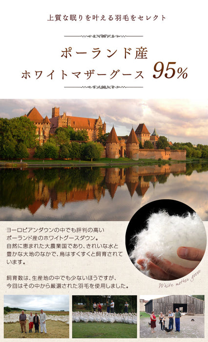 [セミダブル] 羽毛布団 大増量1.6kg 羽毛布団 ポーランド産マザーグースダウン95% CILプラチナラベル 二層キルト 超長綿360番手 484dp かさ高200mm以上 10年保証 日本製 〔10119318〕