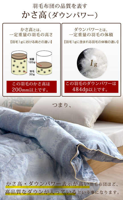 肌掛け布団  日本製 ダウンケット ポーランド産ホワイトマザーグースダウン 95% ダブル ロング CILプラチナラベル 消臭 抗菌 夏 夏用 布団【10年保証】〔10119326〕