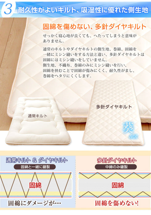 ［シングルロング］日本製 三層敷布団 清潔 防ダニ 防臭 抗菌 帝人 マイティトップ (R) 2 ECO 固綿 布団〔10419155〕