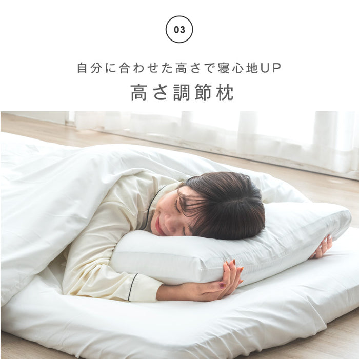 [ダブル] 布団9点セット 洗える 抗菌・防臭・防カビ加工 高密度固綿入り〔26700103〕