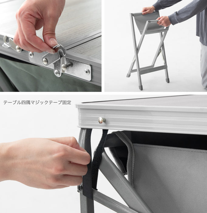 置くだけでワゴンがテーブルに！ 当店200Lキャリーワゴン専用 テーブルトップ & チェア 2脚セット 【商品番号：45600002専用】〔75200041〕