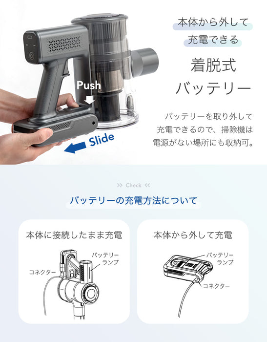 超ハイパワー! コードレス掃除機 28000Pa 2way ハンディ スティック 2年保証 サイクロン HEPA フィルター ノズル 充電式 〔80700000〕