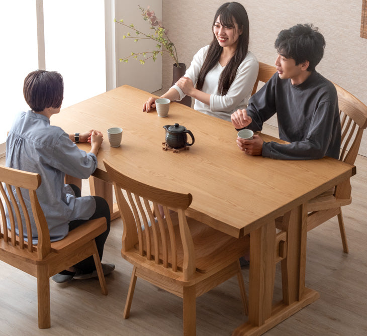 [幅160×奥行90㎝] 和モダン ダイニングテーブル5点 セット 回転チェア 4脚【超大型商品】〔49100050〕