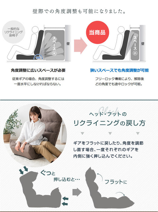 座椅子 ハイバック 低反発 42段階 リクライニング座椅子 チェア 〔15210015〕