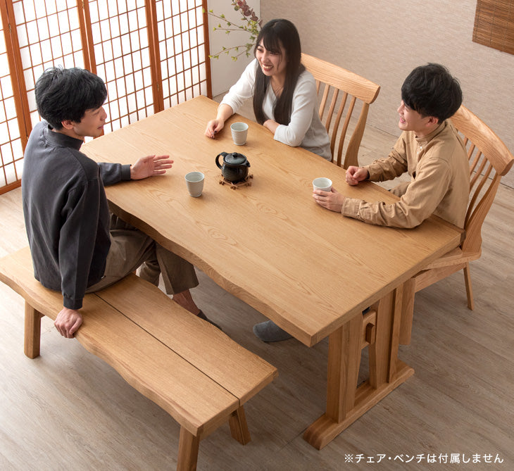 [幅160]和モダン 天然木 オーク ダイニングテーブル 単品 【超大型商品】【搬入設置込み】〔49100044〕