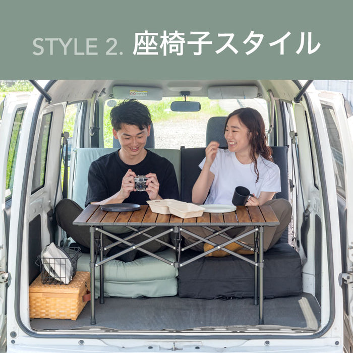 ［2個セット］3way 車中泊マット 幅60cm 枕 付 8cm キャンプマット 撥水 キャンプ マット ソファベッド 座椅子〔15210100〕