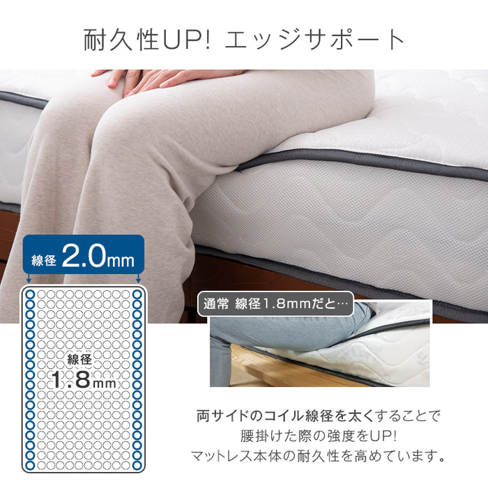 【アウトレット 在庫限り品】[クイーン] トリプルエッジサポート ポケットコイルマットレス ホワイト 厚み22cm エコテックス生地 シックハウス対策 3Dメッシュ〔1780003271〕