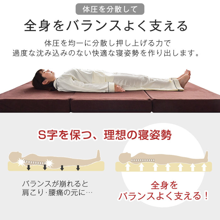 《シリーズ累計230万枚突破》［セミダブル］「純」高反発(R) マットレス 3つ折りタイプ 厚み10cm 全部洗える 折りたたみ エコテックス 三つ折り 高反発マットレス〔13810092〕