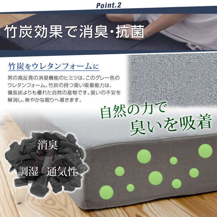 [ダブル] 男の高反発ソファマットレス 4way 竹炭 消臭 ソファベッド〔13810131〕