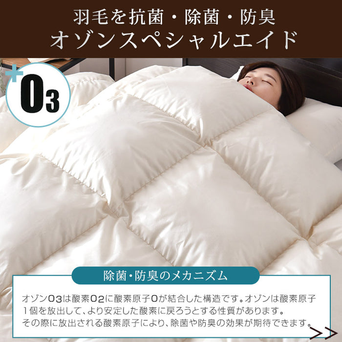 [セミダブル] 女神の羽毛布団 増量 1.6kg ポーランド産マザーグースダウン95％ CILブラックラベル 440dp 二層キルト かさ高180mm以上 日本製 〔10119084〕