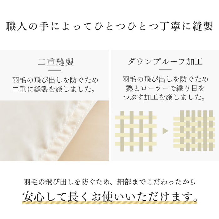 [シングル] 柄任せ 羽毛布団 ホワイトダックダウン93％ CILゴールドラベル 立体キルト 400dp以上 7年保証 日本製 〔39100097〕