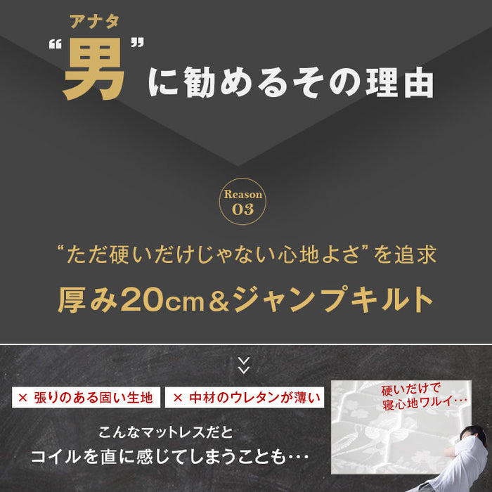 ［セミダブル］男のボンネルコイル マットレス 厚み20cm メッシュ 硬め〔17800207〕