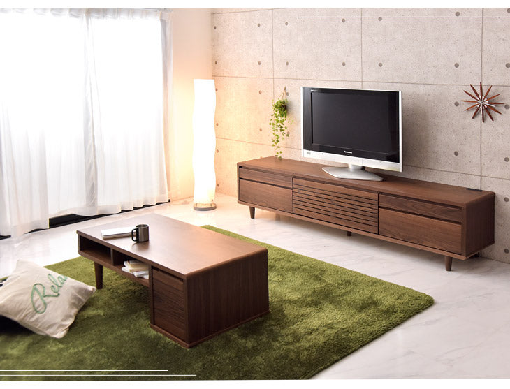 幅200cm テレビ台 200 完成品 木製 天然木 テレビボード 収納 【玄関渡し】【超大型商品】〔71020041〕